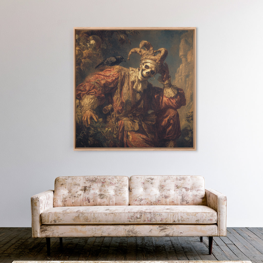 The Phantom Jester, Baroque Witchcraft Art, Square Wall Art, Dark Halloween Decor, Canvas Print, Halloween Wall Art, Gothic Home Decor