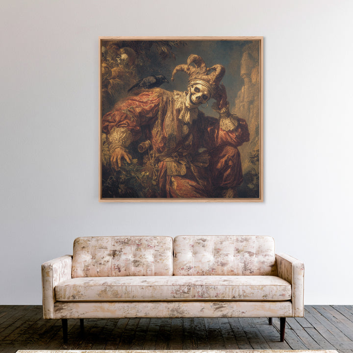 The Phantom Jester, Baroque Witchcraft Art, Square Wall Art, Dark Halloween Decor, Canvas Print, Halloween Wall Art, Gothic Home Decor