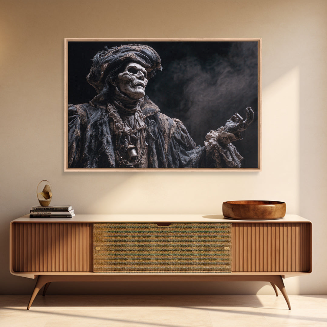 The Phantom Jester, Dark Romantic Horror Art, Landscape Wall Art, Dark Halloween Decor, Framed Canvas Print, Halloween Wall Art