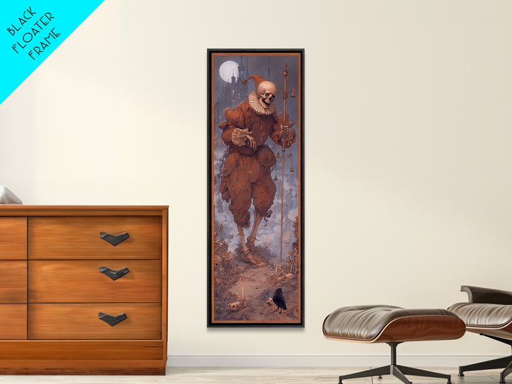 The Phantom Jester, Surreal Apocalyptic Art, Tall Narrow Wall Art, Macabre Wall Art, Canvas Print, Halloween Wall Art