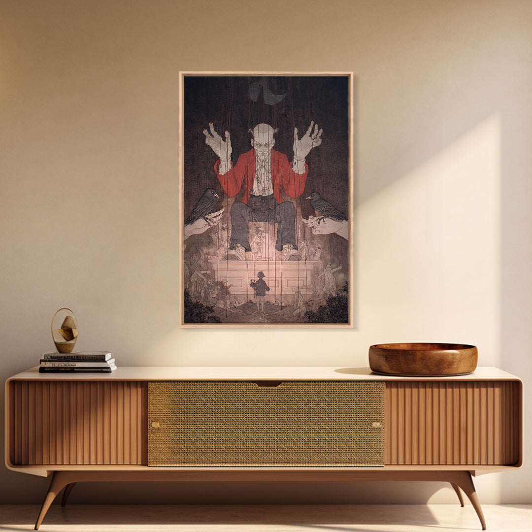 The Marionette Master, Victorian Macabre Art, Vertical Wall Art, Dark Fantasy Wall Art, Canvas Print, Halloween Wall Art