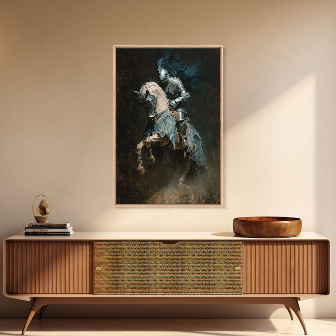 The Spectral Knight, Dark Romantic Horror Art, Vertical Wall Art, Dark Halloween Decor, Canvas Print, Halloween Wall Art, Horror Wall Art