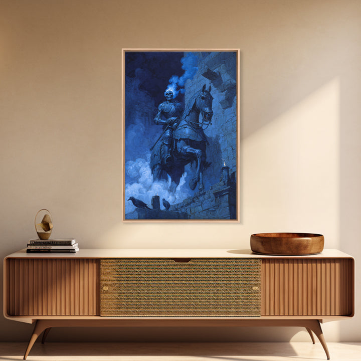 The Spectral Knight, Decadent Gothic Art, Vertical Wall Art, Gothic Horror Wall Art, Framed Canvas Print, Halloween Wall Art