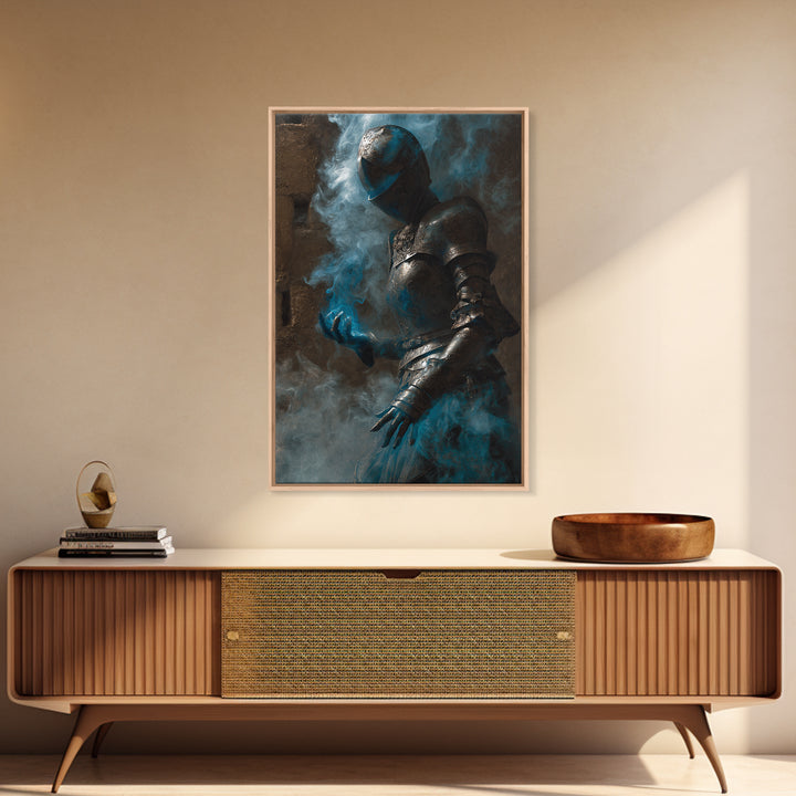 The Spectral Knight, Dark Symbolist Art, Vertical Wall Art, Dark Halloween Decor, Canvas Print, Halloween Wall Art