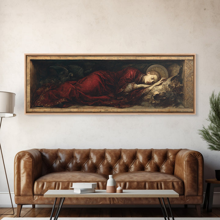 The Coffin Sleeper, Dark Renaissance Art, Extra Wide Wall Art, Gothic Horror Wall Art, Framed Canvas Print, Halloween Wall Art