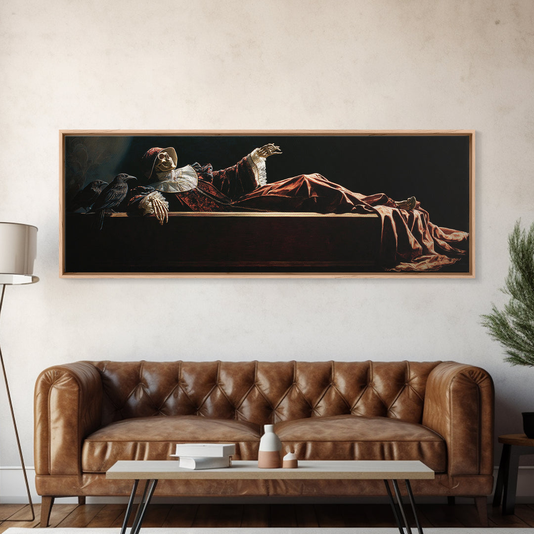 The Coffin Sleeper, Danse Macabre Art, Extra Wide Wall Art, Dark Fantasy Wall Art, Framed Canvas Print, Dark Fantasy Art