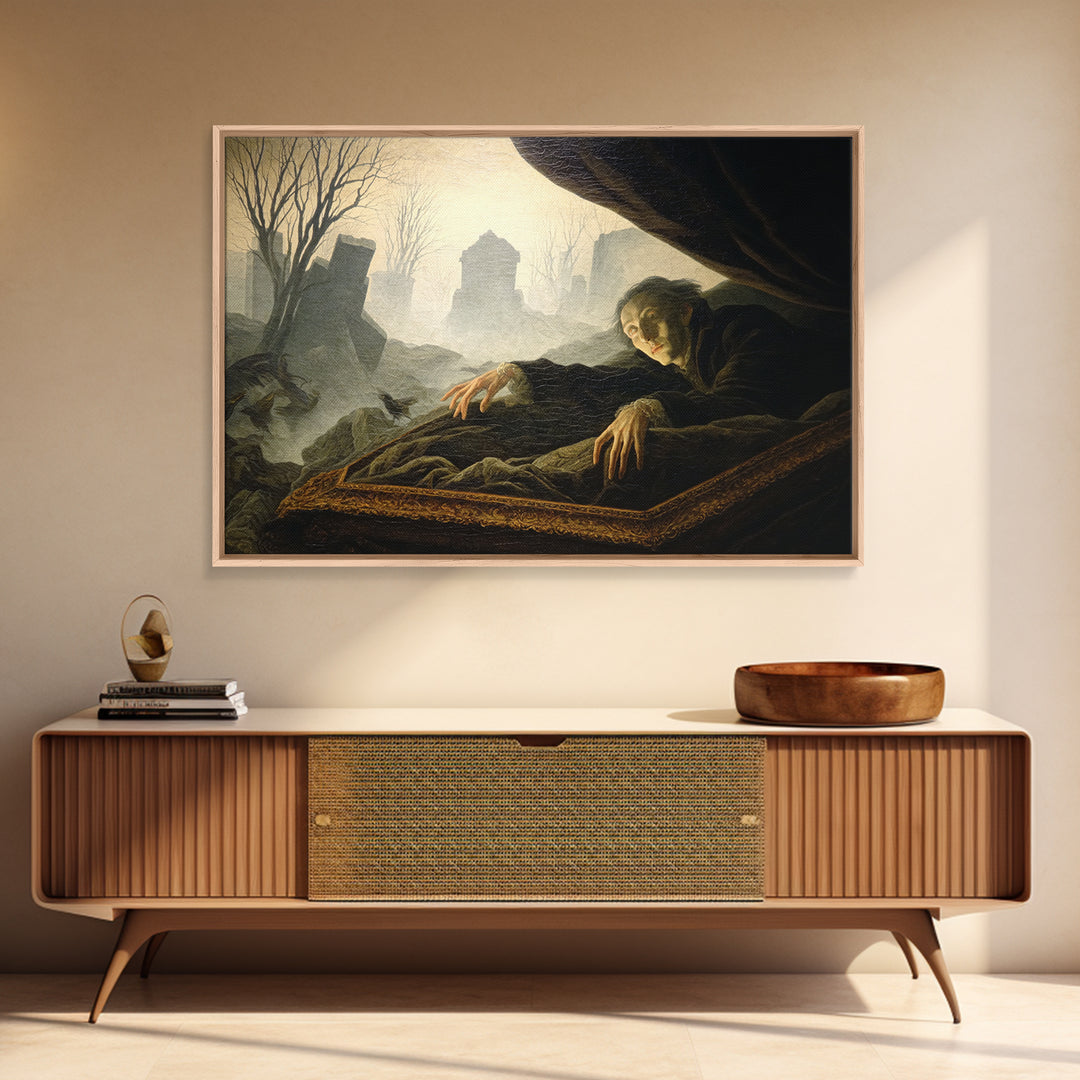 The Coffin Sleeper, Romantic Gothic Landscape, Landscape Wall Art, Dark Fantasy Wall Art, Canvas Print, Halloween Wall Art