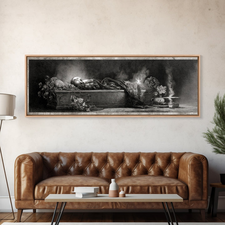 The Coffin Sleeper, Symbolist Dream Art, Extra Wide Wall Art, Dark Fantasy Wall Art, Canvas Print, Halloween Wall Art