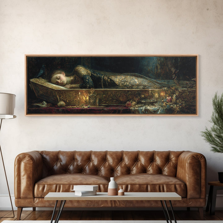 The Coffin Sleeper, Ornate Symbolist Art, Extra Wide Wall Art, Gothic Horror Wall Art, Canvas Print, Halloween Wall Art