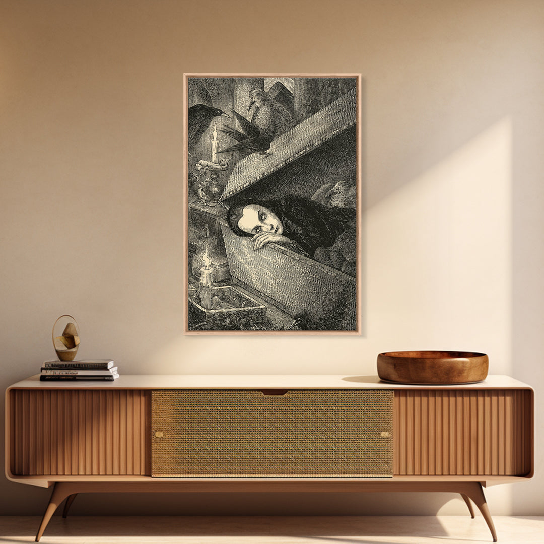The Coffin Sleeper, Victorian Macabre Art, Vertical Wall Art, Gothic Horror Wall Art, Canvas Print, Halloween Wall Art