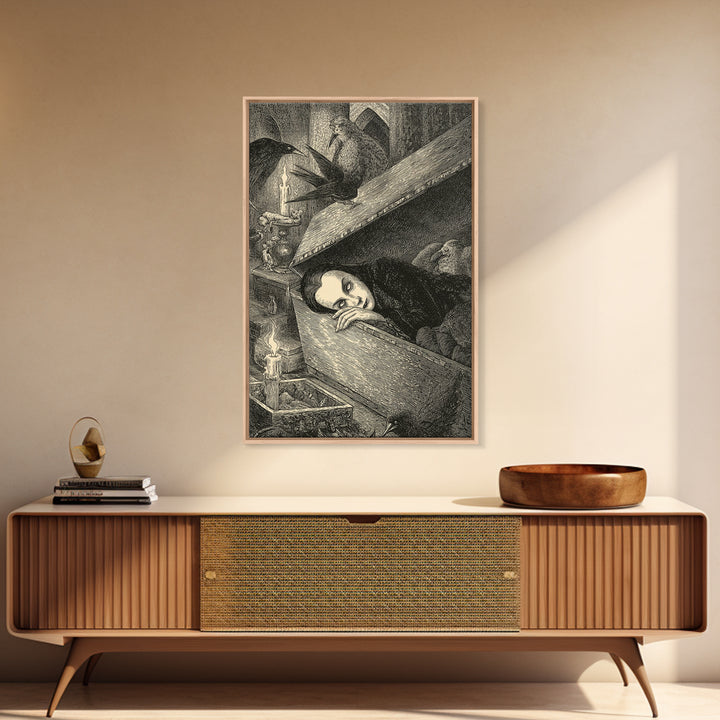 The Coffin Sleeper, Victorian Macabre Art, Vertical Wall Art, Gothic Horror Wall Art, Canvas Print, Halloween Wall Art