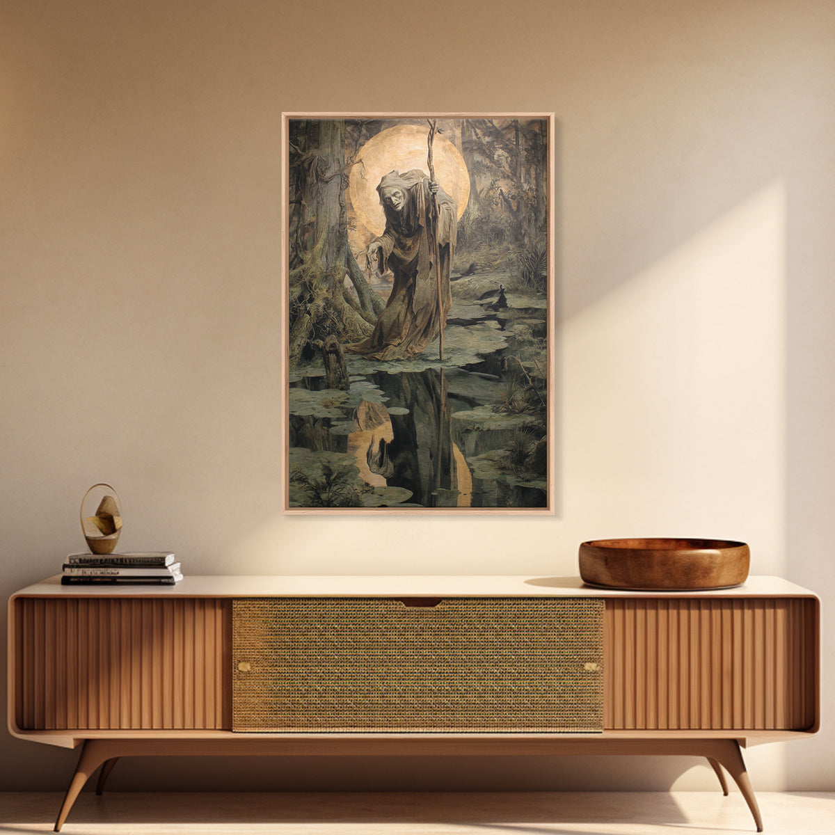 The Swamp Witch, Dark Renaissance Art, Vertical Wall Art, Gothic Horror Wall Art, Canvas Print, Halloween Wall Art