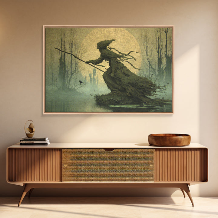 The Swamp Witch, Romantic Gothic Landscape, Landscape Wall Art, Macabre Wall Art, Canvas Print, Halloween Wall Art