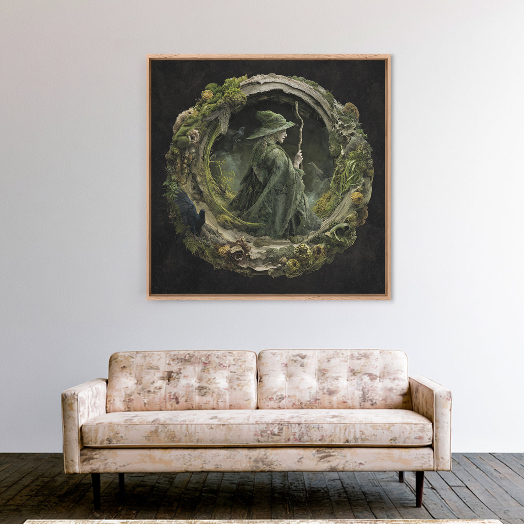 The Swamp Witch, Symbolist Dream Art, Square Wall Art, Dark Fantasy Wall Art, Canvas Print, Halloween Wall Art, Horror Wall Art