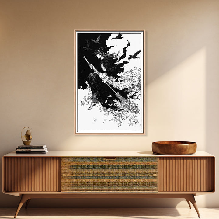 The Swamp Witch, Decadent Line Art, Vertical Wall Art, Gothic Horror Wall Art, Canvas Print, Halloween Wall Art, Halloween Decor