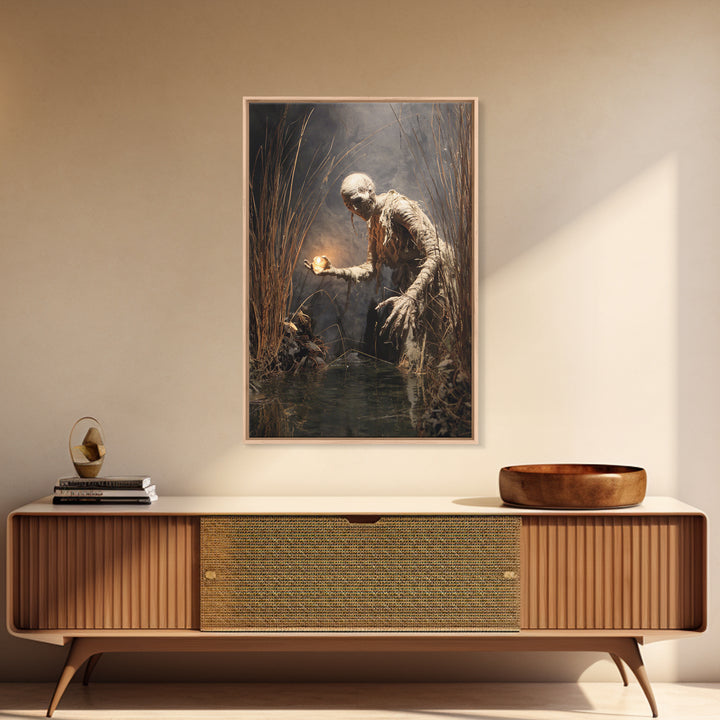 The Bog Mummy, Dark Renaissance Art, Vertical Wall Art, Dark Fantasy Wall Art, Canvas Print, Halloween Wall Art, Dark Fantasy Art