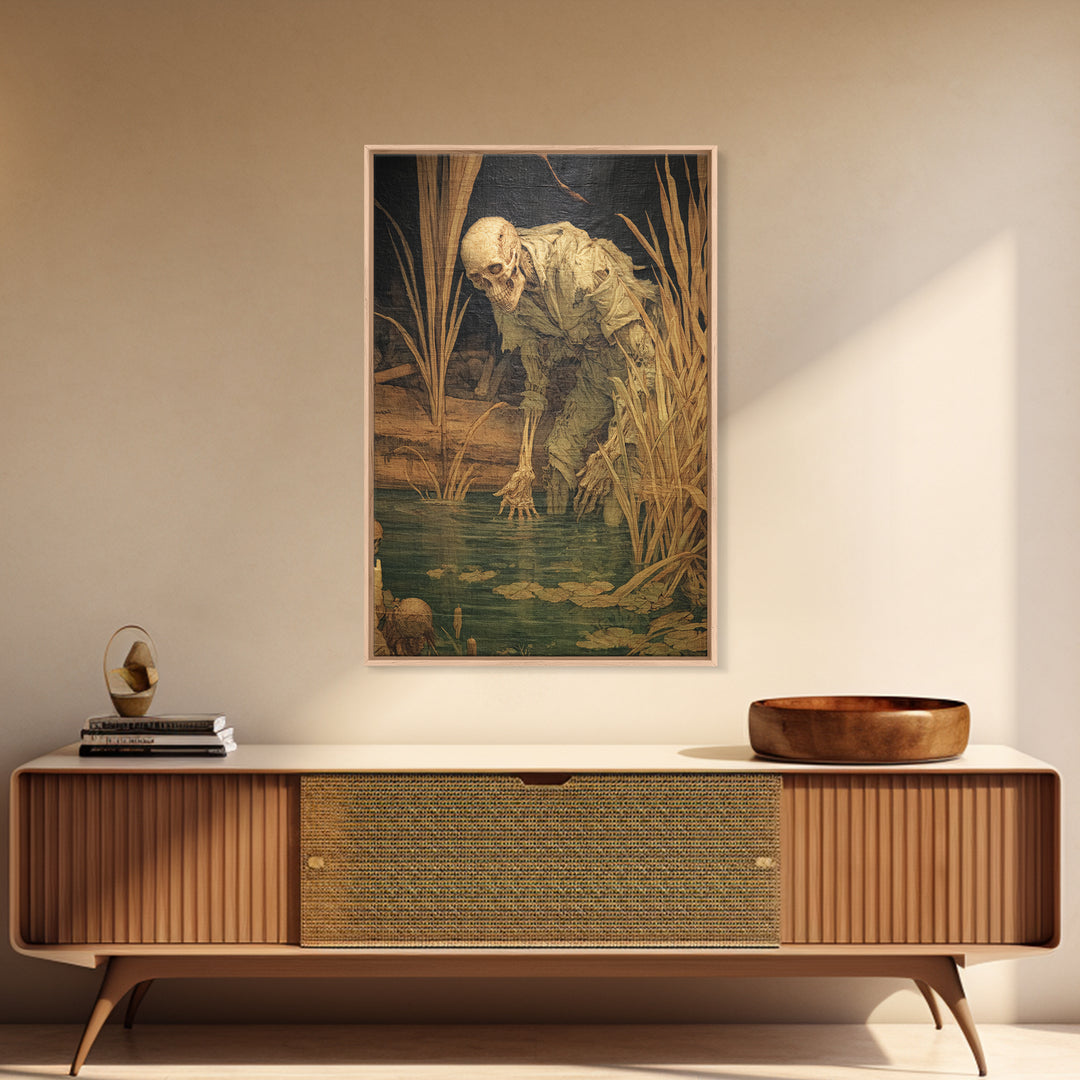 The Bog Mummy, Danse Macabre Art, Vertical Wall Art, Dark Fantasy Wall Art, Canvas Print, Halloween Wall Art
