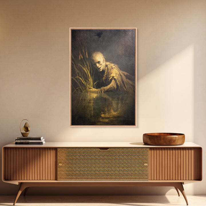 The Bog Mummy, Dark Romantic Horror Art, Vertical Wall Art, Dark Fantasy Wall Art, Canvas Print, Halloween Wall Art, Spooky Wall Decor