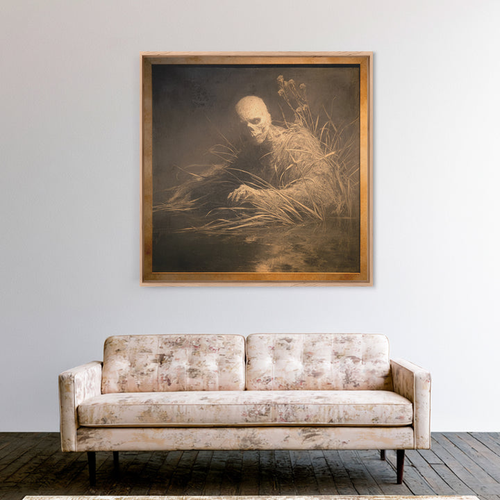 The Bog Mummy, Symbolist Dream Art, Square Wall Art, Macabre Wall Art, Canvas Print, Halloween Wall Art, Gothic Home Decor