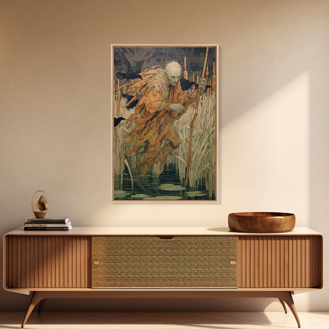 The Bog Mummy, Decadent Gothic Art, Vertical Wall Art, Dark Fantasy Wall Art, Framed Canvas Print, Halloween Wall Art