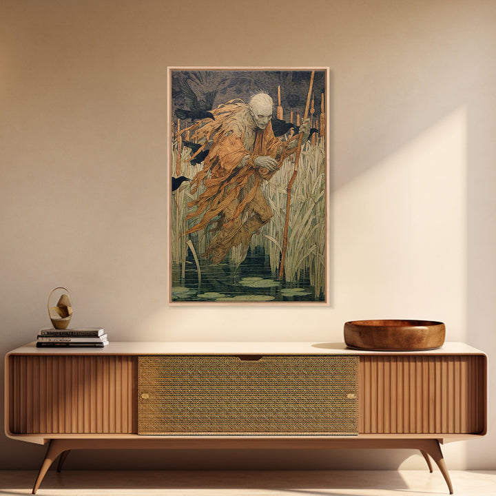 The Bog Mummy, Decadent Gothic Art, Vertical Wall Art, Dark Fantasy Wall Art, Framed Canvas Print, Halloween Wall Art