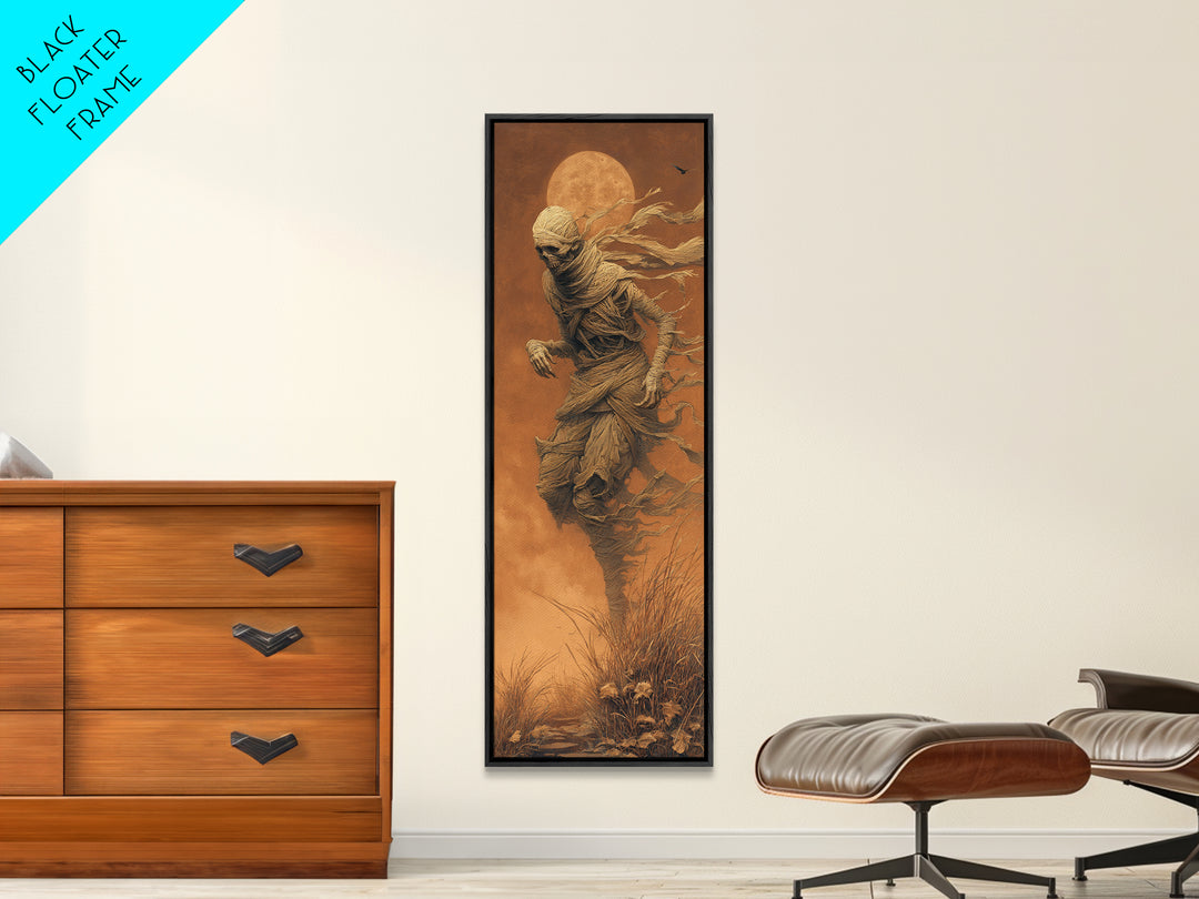 The Bog Mummy, Surreal Apocalyptic Art, Tall Narrow Wall Art, Gothic Horror Wall Art, Framed Canvas Print, Halloween Wall Art