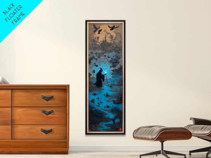 The Will-O'-The-Wisp Shepherd, Surreal Apocalyptic Art, Tall Narrow Wall Art, Gothic Horror Wall Art, Canvas Print