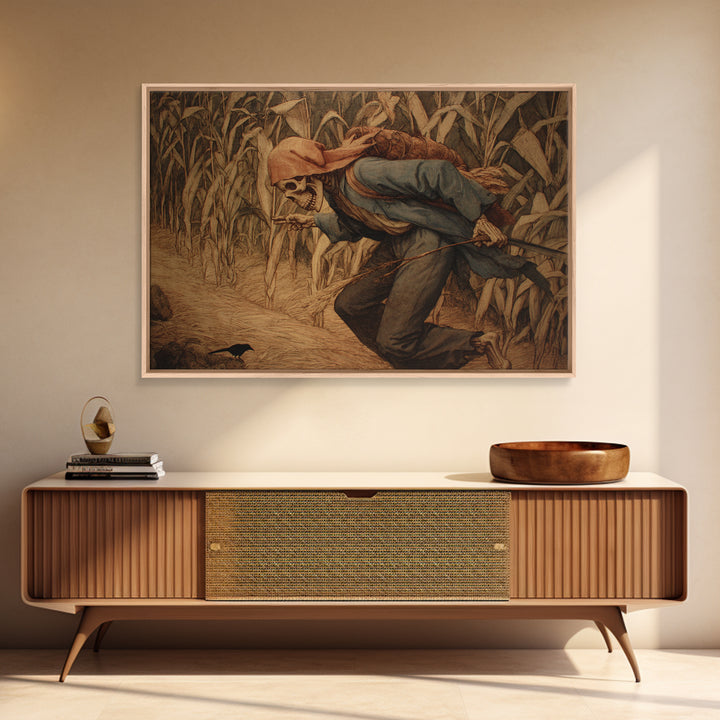 The Cornfield Crawler, Danse Macabre Art, Landscape Wall Art, Dark Fantasy Wall Art, Framed Canvas Print