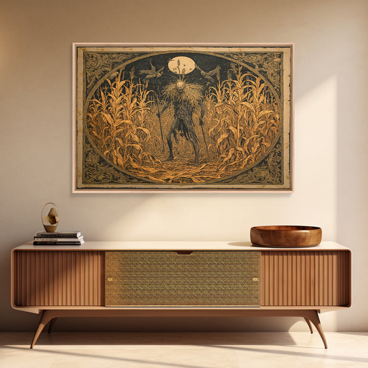 The Cornfield Crawler, Symbolist Etching Art, Square Wall Art, Dark Fantasy Wall Art, Canvas Print, Halloween Wall Art, Gothic Home Decor