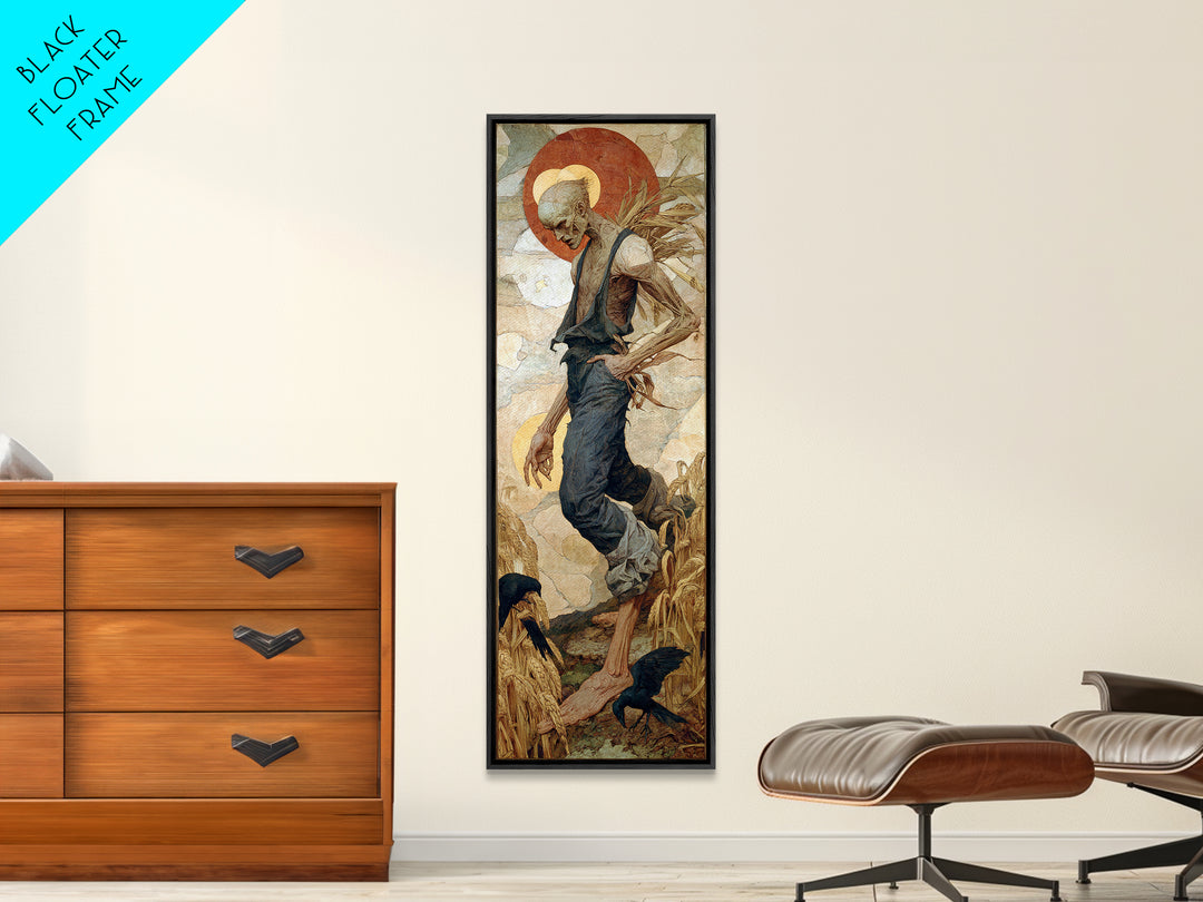 The Harvest Demon, Dark Renaissance Art, Tall Narrow Wall Art, Gothic Horror Wall Art, Framed Canvas Print, Halloween Wall Art