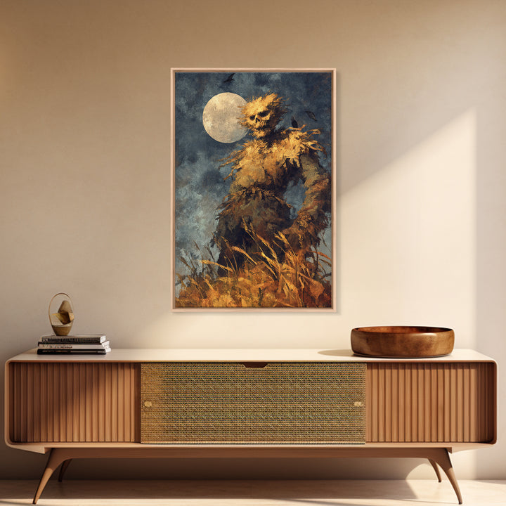 The Harvest Demon, Dark Romantic Horror Art, Vertical Wall Art, Dark Fantasy Wall Art, Framed Canvas Print, Halloween Wall Art