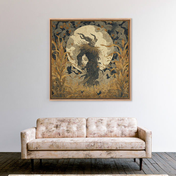 The Harvest Demon, Dark Symbolist Art, Square Wall Art, Gothic Horror Wall Art, Canvas Print, Halloween Wall Art, Dark Fantasy Art