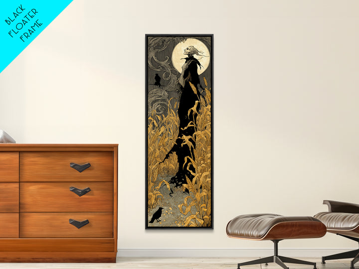 The Harvest Demon, Decadent Line Art, Tall Narrow Wall Art, Macabre Wall Art, Canvas Print, Halloween Wall Art, Dark Fantasy Art