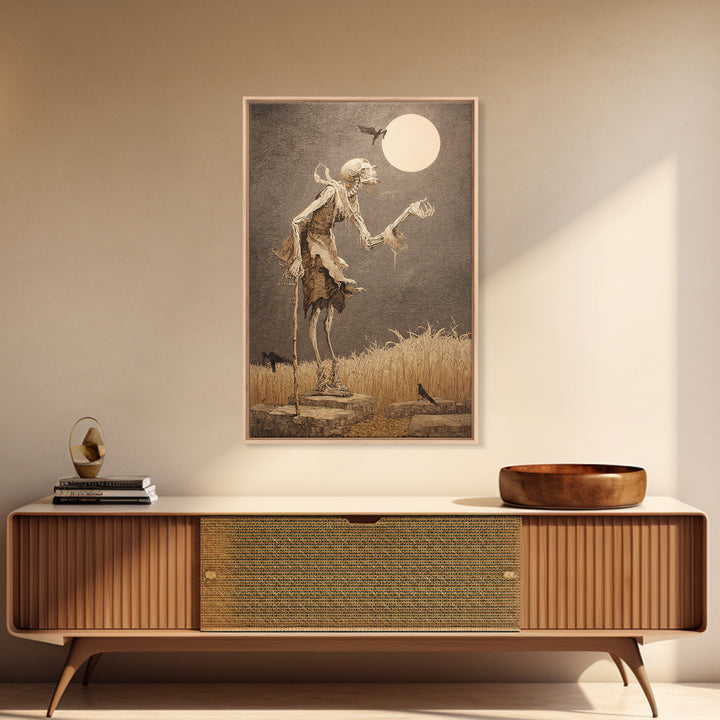 The Harvest Demon, Victorian Macabre Art, Vertical Wall Art, Dark Halloween Decor, Canvas Print, Halloween Wall Art