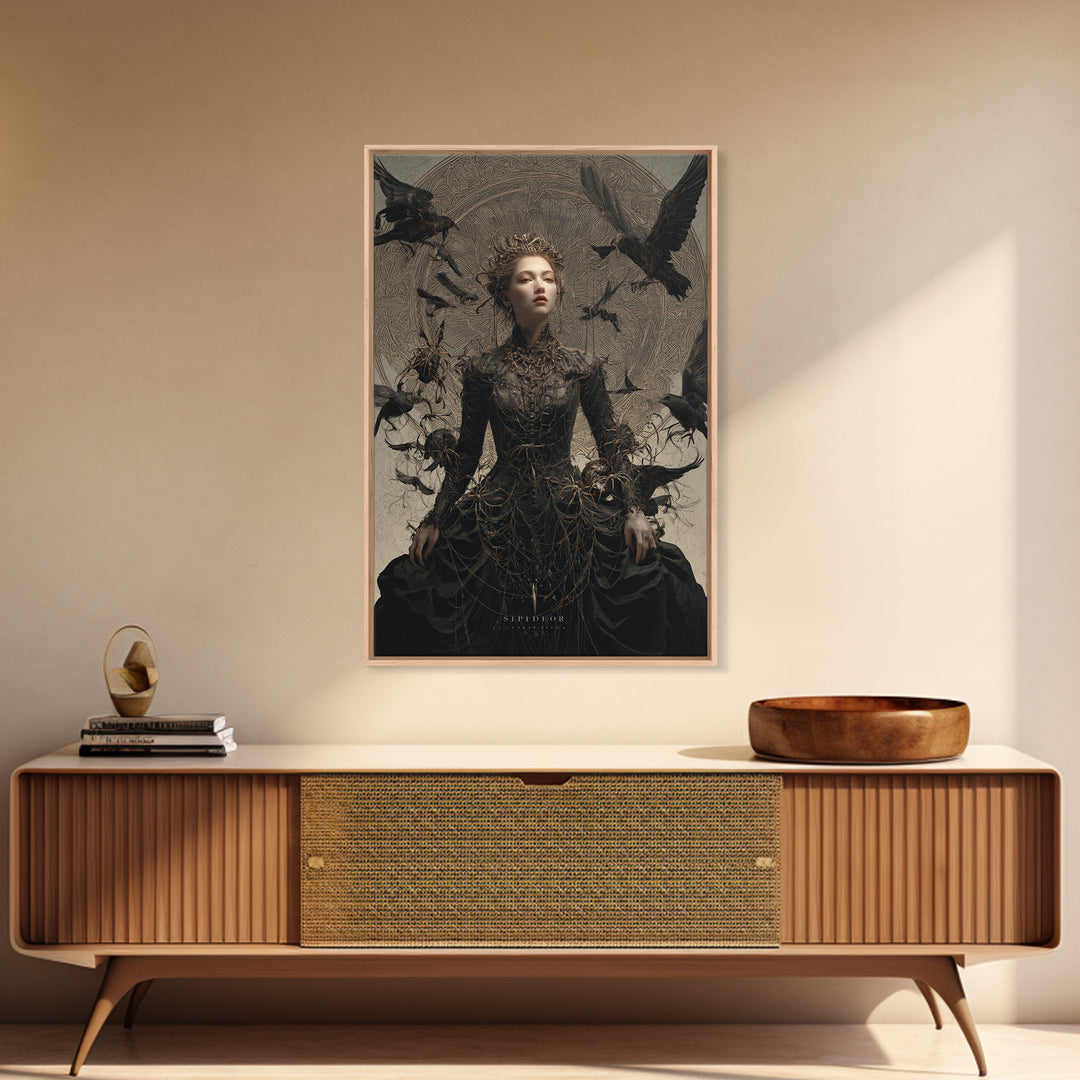 The Spider Queen, Visionary Gothic Art, Vertical Wall Art, Macabre Wall Art, Canvas Print, Halloween Wall Art, Spooky Wall Decor