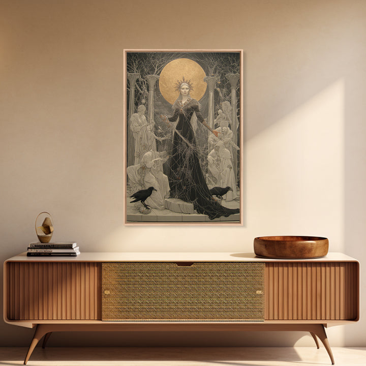 The Spider Queen, Symbolist Death Art, Vertical Wall Art, Gothic Horror Wall Art, Framed Canvas Print, Halloween Wall Art