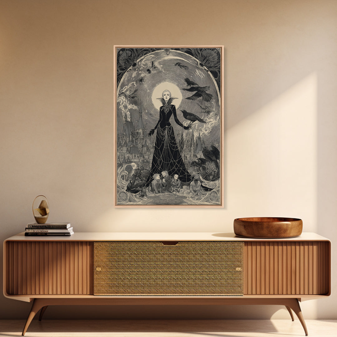 The Spider Queen, Victorian Macabre Art, Vertical Wall Art, Gothic Horror Wall Art, Canvas Print, Halloween Wall Art