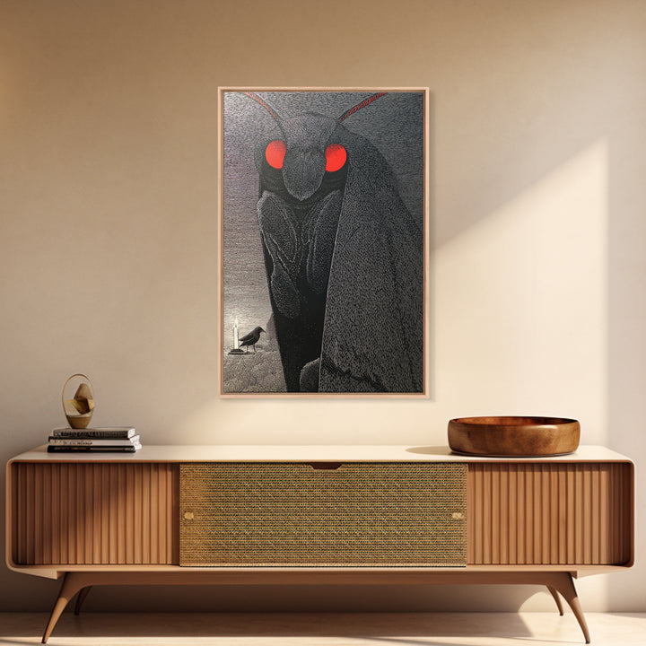 The Red-Eyed Moth Creature, Victorian Macabre Art, Vertical Wall Art, Dark Fantasy Wall Art, Canvas Print, Halloween Wall Art