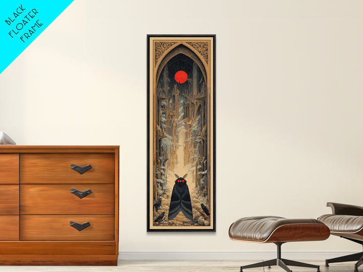 The Red-Eyed Moth Creature, Surreal Apocalyptic Art, Tall Narrow Wall Art, Dark Fantasy Wall Art, Framed Canvas Print