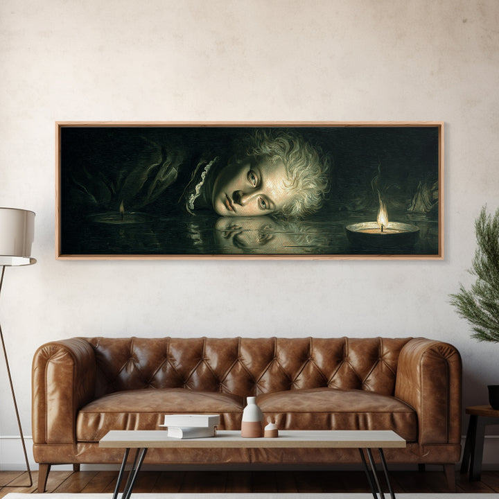 The Lake Phantom, Gothic Nightmare Art, Extra Wide Wall Art, Dark Fantasy Wall Art, Canvas Print, Halloween Wall Art, Halloween Decor