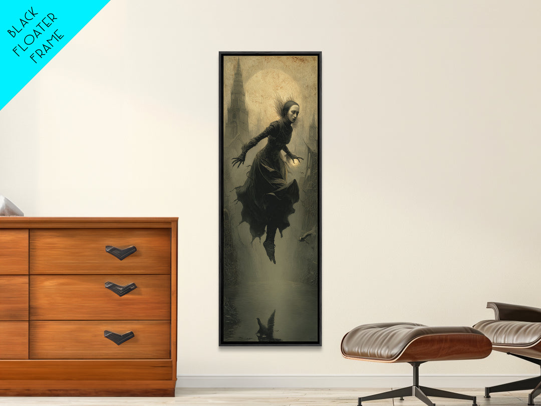 The Lake Phantom, Surreal Apocalyptic Art, Tall Narrow Wall Art, Dark Fantasy Wall Art, Canvas Print, Halloween Wall Art