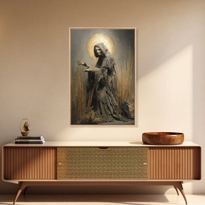 The Salt-Marsh Witch, Dark Renaissance Art, Vertical Wall Art, Dark Fantasy Wall Art, Canvas Print, Halloween Wall Art