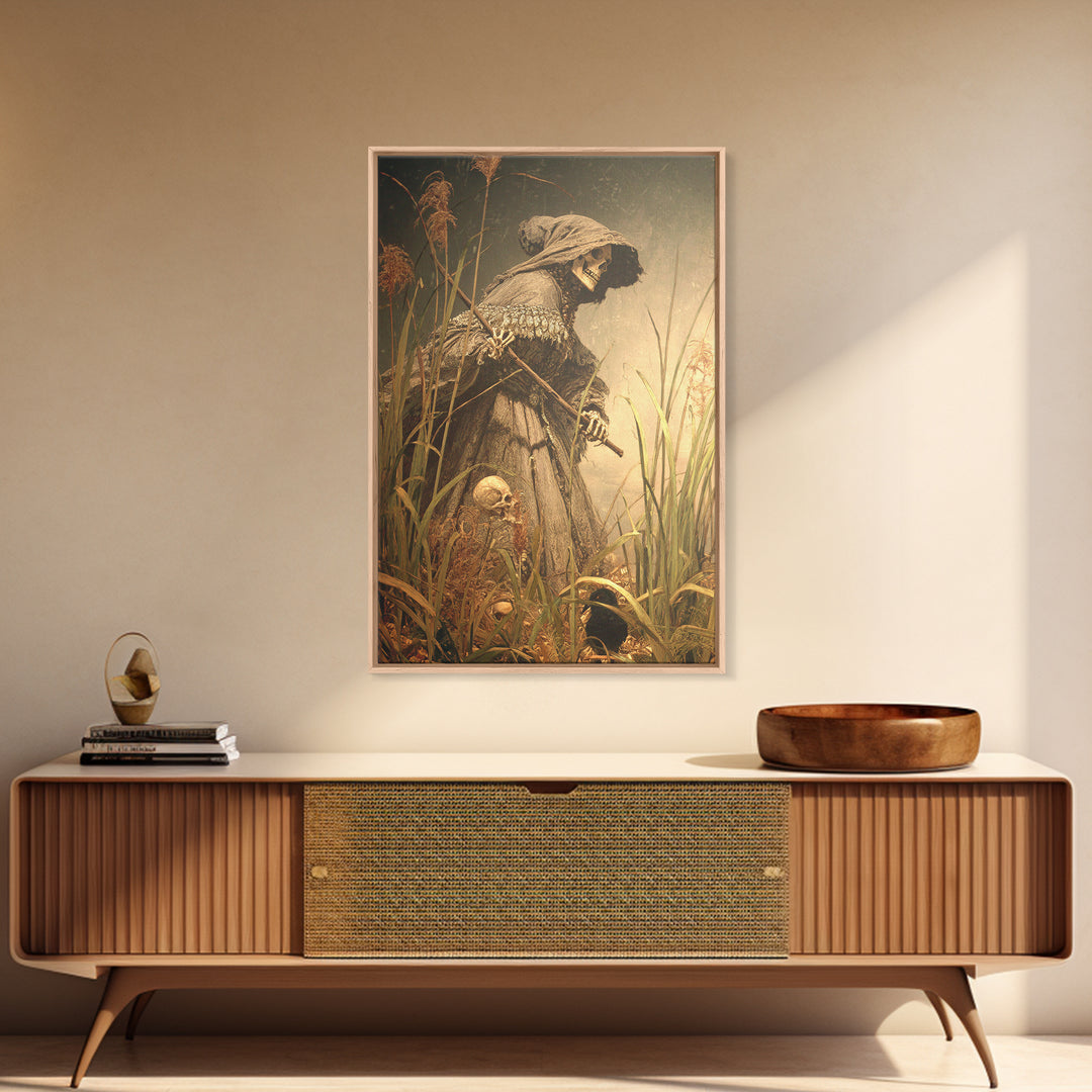 The Salt-Marsh Witch, Danse Macabre Art, Vertical Wall Art, Dark Fantasy Wall Art, Canvas Print, Halloween Wall Art