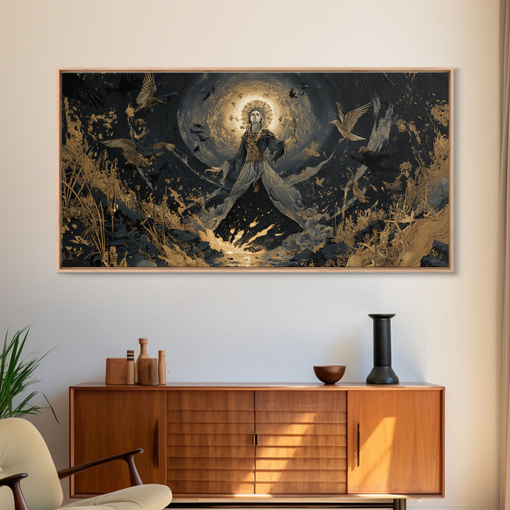 The Salt-Marsh Witch, Apocalyptic Romantic Art, Wide Panoramic Art, Dark Fantasy Wall Art, Canvas Print, Halloween Wall Art
