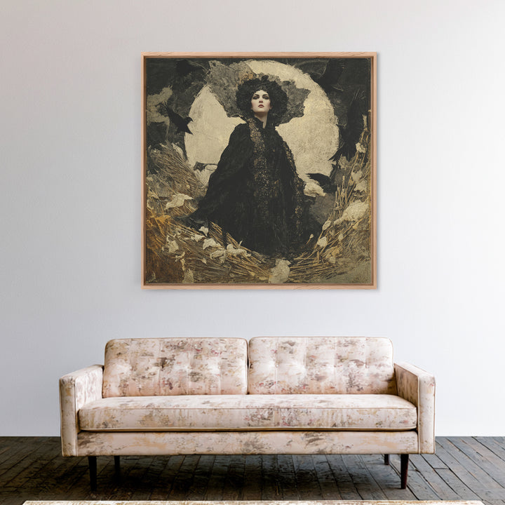 The Salt-Marsh Witch, Dark Symbolist Art, Square Wall Art, Dark Fantasy Wall Art, Canvas Print, Halloween Wall Art