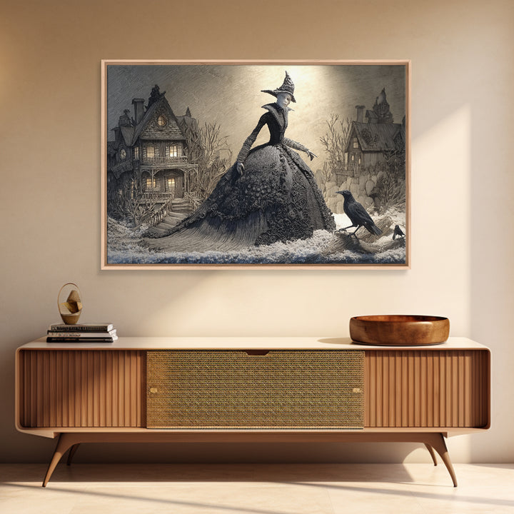 The Salt-Marsh Witch, Victorian Macabre Art, Landscape Wall Art, Macabre Wall Art, Canvas Print, Halloween Wall Art