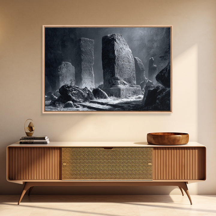 The Stone-Circle Spirit, Architectural Etching Art, Landscape Wall Art, Dark Fantasy Wall Art, Canvas Print