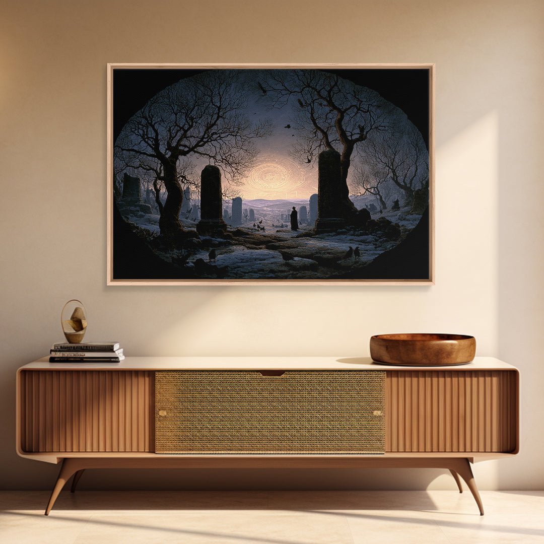 The Stone-Circle Spirit, Romantic Gothic Landscape, Landscape Wall Art, Dark Halloween Decor, Canvas Print, Halloween Wall Art