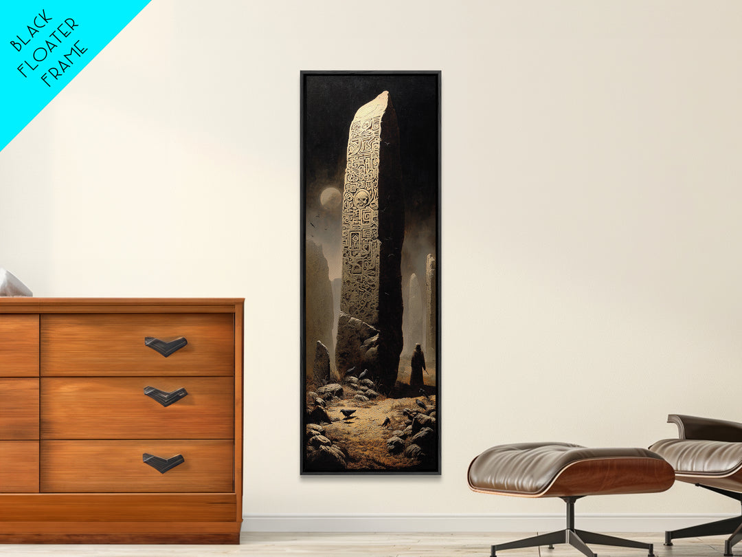 The Stone-Circle Spirit, Surreal Apocalyptic Art, Tall Narrow Wall Art, Dark Fantasy Wall Art, Framed Canvas Print
