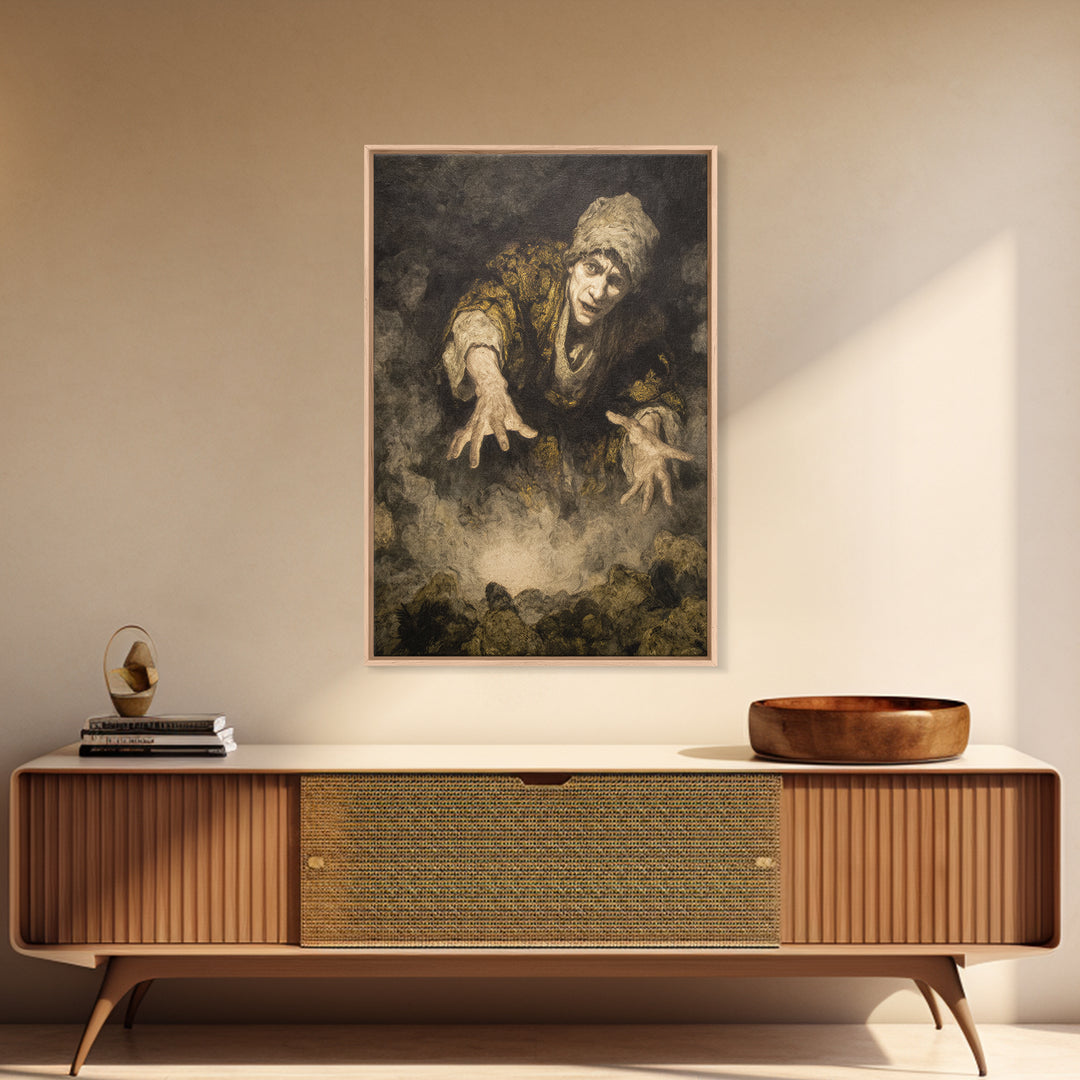 The Cave Oracle, Dark Romantic Horror Art, Vertical Wall Art, Dark Fantasy Wall Art, Canvas Print, Halloween Wall Art, Halloween Decor